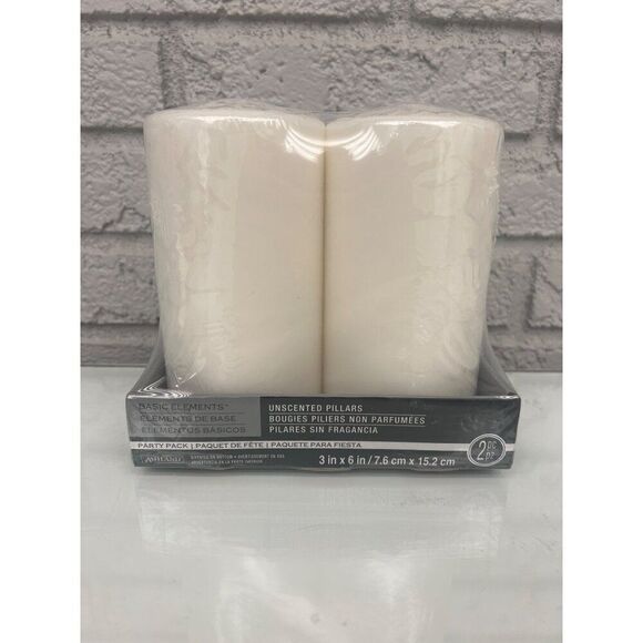 Basic Elements White Unscented Pillars Pack Of 2 - Picture 1 of 3